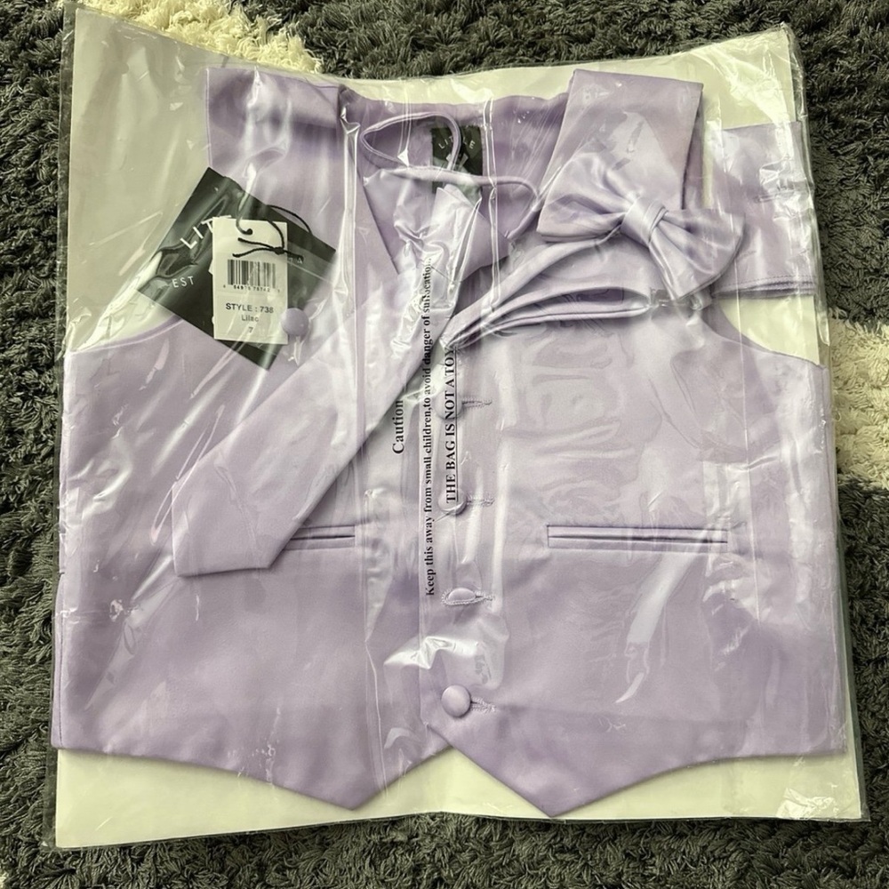 Lavender Vest and Bow Tie Set